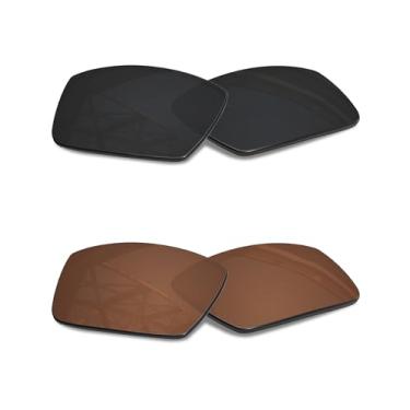 Imagem de SmartVLT Lentes de substituição masculinas Stealth preto e marrom âmbar para óculos de sol Oakley Gascan OO9014