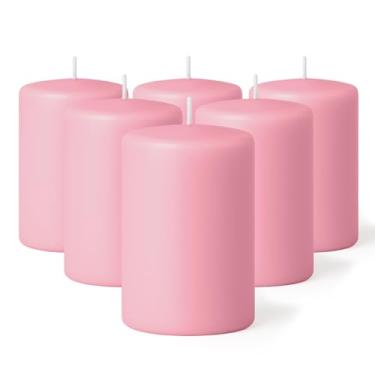 Imagem de Biedermann & Sons Conjunto de 6 velas longas de 7,6 cm x 10 cm de comprimento, sem cheiro, pilar alto – rosa empoeirada, cera natural, ambiente, presentes