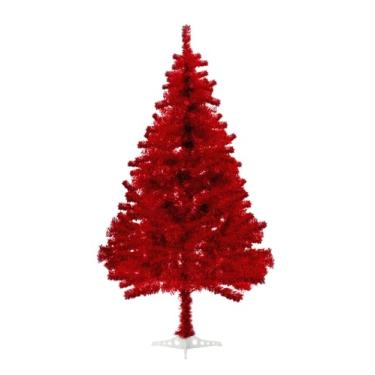 Imagem de Árvore de Natal vermelha, árvore de Natal artificial de 1,8 m para decoração de casa, 550 pontas de galhos, árvore de Natal com dobradiças premium para decoração de Halloween