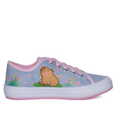 Imagem de Tênis Infantil Winipeg Capivaras Azul Claro/Rosa, Azul, Rosa, 30