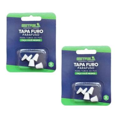 Imagem de Kit 2 estrela tapa furo parafuso pvc com 05 peças branco