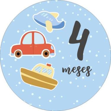 Imagem de Painel de Lona Redondo Mesversário Aniversário de 4 Meses Menino - Fab