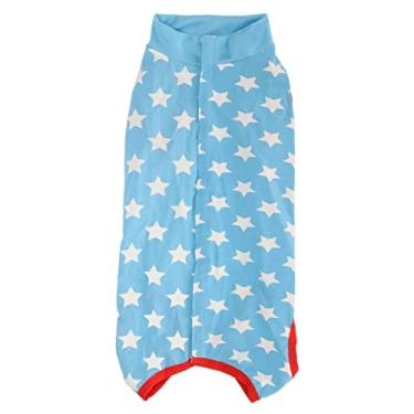 Imagem de Traje de Recuperação de Cirurgia para CãEs, Padrão de Estrelas Azuis Traje CirúRgico para CãEs de Algodão Pijama para CãEs para Esterilização de Feridas Abdominais Masculinas (XXG)