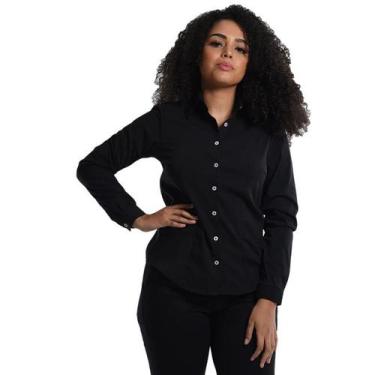 Imagem de Camisete Tricoline Manga Longa Preto - Fardas Uniformes,  G