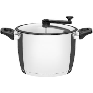 Imagem de Pipoqueira Tramontina Allegra em Aço Inox com Fundo Triplo e Tampa de Vidro com Borda de Silicone 22 cm 5,6 L