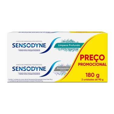 Imagem de KIt Creme Dental Sensodyne Branqueador Extra Fresh 90g 1 unidade + Creme Dental Limpeza Profunda 90g 1 unidade
