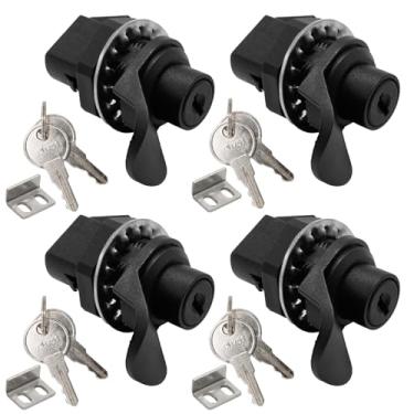 Imagem de ZUDKSUY 4 peças 93-303 série de trava de botão de pressão de metal plástico para fechar trava com trava, substituição para caixa de ferramentas de barco marítimo caixa de luva dobradiças de trava