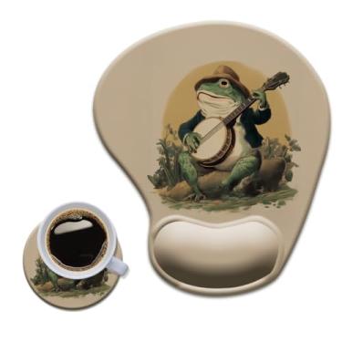 Imagem de HOPONY Mouse pad de gel para descanso de pulso - mousepad ergonômico para escritório com suporte de pulso - antiderrapante, acessórios de mesa de design para decoração de casa e jogos, sapo verde