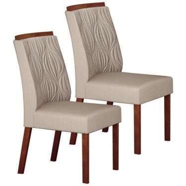 Imagem de Conjunto 2 Cadeiras De Jantar Ilhéus Veludo Palha Pés Em Madeira Maciça Leifer Móveis