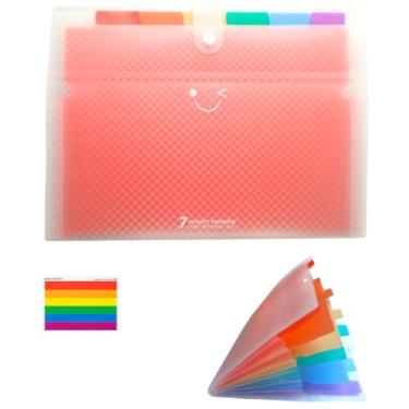 Imagem de Pasta Sanfonada A4 6 Divisórias Coloridas, Capa Texturizada, 1 Unidade, Capacidade 300 folhas – Pasta Organizadora de Documentos para Escola, Escritório e Casa