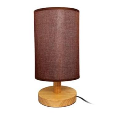 Imagem de Abajur Madeira Tecido Marrom 28x14cm