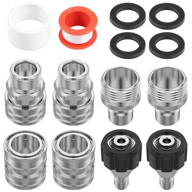 Imagem de Conjunto de conexão rápida de lavadora de pressão, M22-14 mm giratório para lavadora de pressão conjunto de adaptador de lavadora de pressão de 9,5 cm, kit de desconexão rápida, conjuntos de