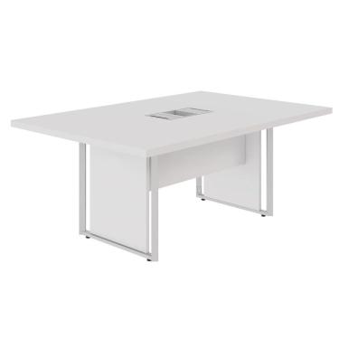 Imagem de Mesa de Reunião 180cm para 4 Pessoas com Caixa de Tomadas Corporate Cinza