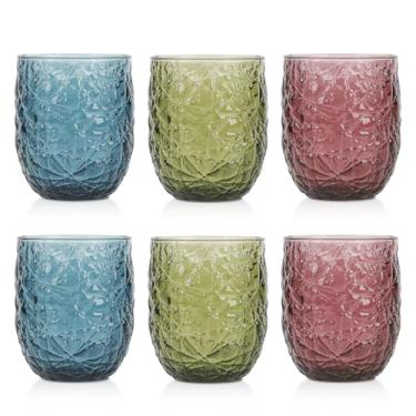 Imagem de Ulable Conjunto de 4 copos coloridos, copos vintage de 350 ml, copos para coquetéis, cerveja, vinho, uísque, água e suco (6 peças)