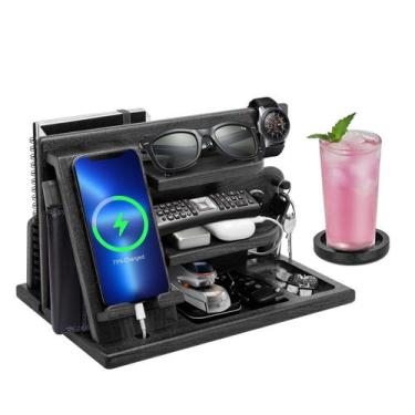 Imagem de Organizador de docking station para telefone de madeira para presentes