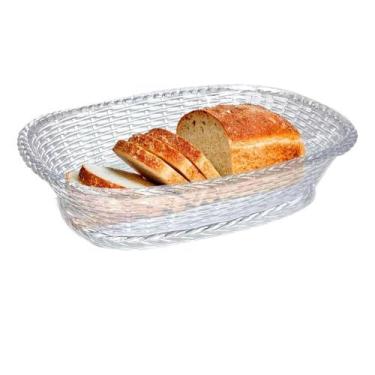Imagem de Cesto Oval Porta Pão Decorada Trança Cristal Para Alimentos - KEITA