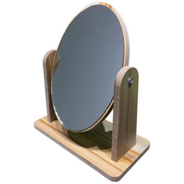 Imagem de Espelho de Mesa para Maquiagem Oval Giratório em MDF e Vidro - Platina