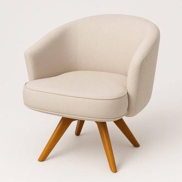 Imagem de Poltrona Julia Giratoria Pes Madeira - Luxo Decor Bege