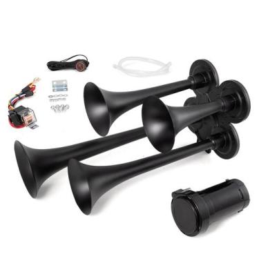 Imagem de Buzina de caminhão AOLIHAN 150dB 4 trompetes Kit de buzinas de trem 12