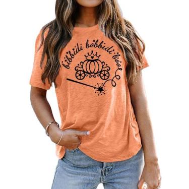 Imagem de Camiseta feminina VVNTY Bibbidi Bobbidi Boo Halloween Tee laranja