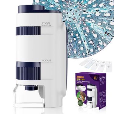 Imagem de Microscópio de bolso BEBANG 60x-135x para crianças com 5 lâminas e bol