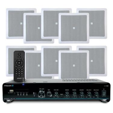 Imagem de Kit Som Ambiente Embutir Teto Jbl 10 Arandelas Retangular + Receiver S