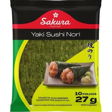 Imagem de Alga Nori Sakura 27g 10 Folhas Yaki Sushi Nori Sushi Temaki
