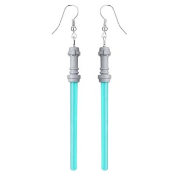 Imagem de Brincos de sabre de luz | brincos neon starfighter Sci-Fi, cosplay Star Wars Skywalker yoda presente, acessórios de fãs de quadrinhos, Metal, Sem pedra preciosa