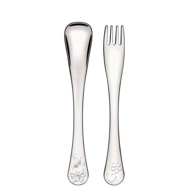 Imagem de Kit 2 Peças Talheres Divertidos Infantil Le Petit Aço Inox Brilhante 12 Meses Tramontina 