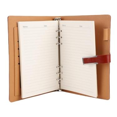 Imagem de Hyuduo Pasta A5 Pasta A5 de 6 Argolas Pasta de Couro A5 Com 80 Folhas Capa de Couro PU 6 Anéis de Aço Inoxidável Slot para Caneta de Vários Bolsos para Organizador de Planejador