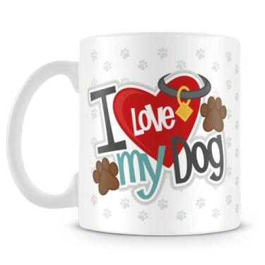 Imagem de Caneca Personalizada I Love My Dog com Foto - Porcelana de Alto Brilho