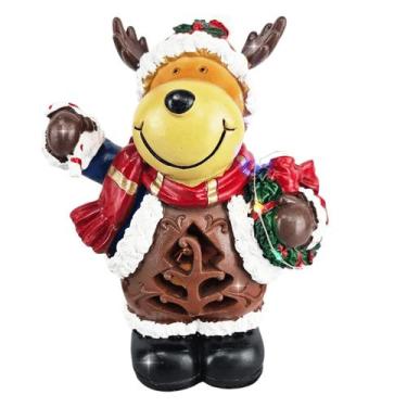 Imagem de Boneco Rena de Natal Musical Iluminada com Luzes LED Decoração Natalin