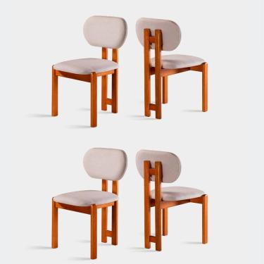 Imagem de Kit 4 Cadeiras Organicas Turim Madeira Macica Tauari e Linho Moveis Mundial