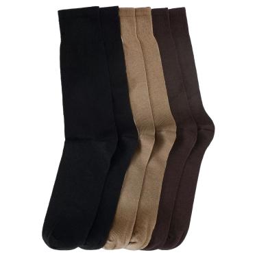 Imagem de Kit 3 Pares de Meia Selene Social Cano Longo Masculina - Preto e Café