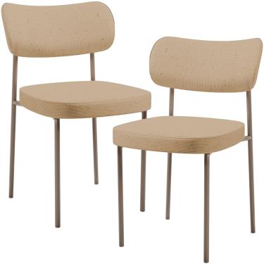 Imagem de Kit 02 Cadeiras Para Sala De Jantar Melina Base Arena L02 Linho Bege Escuro - Lyam Decor