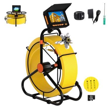Imagem de Câmera de esgoto 100FT,Câmera de inspeção da linha de esgoto do tubo do dreno do HD JQKJCAM 23MM/0,9 '' com 12 luz,16GB cartão tela 4,3 '', marcas de comprimento,1000TVL Boroscópio de encanamento(30m)