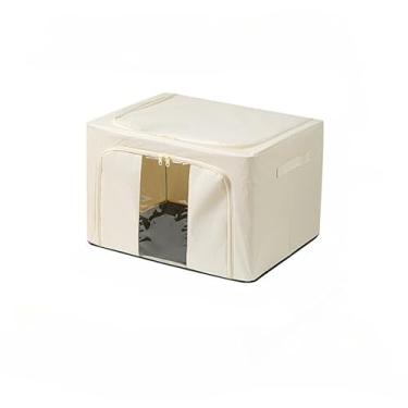 Imagem de 24L/66L/100L KIT Caixas Organizadoras para Guarda-Roupa - Organizador de Roupas, Brinquedos, Lençol e Edredom Dobrável com Visor Transparente(BEGE 66L, 1 UNID)