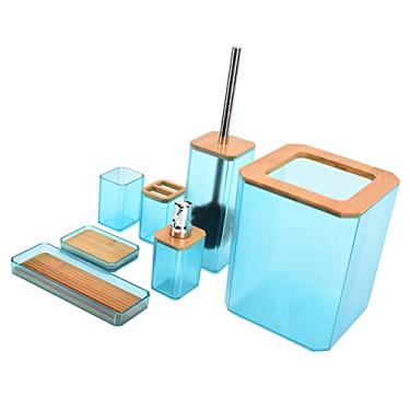 Imagem de ZJchao Conjuntos de Acessórios para o Banheiro Completos, Kit de Escova de Dentes de Caixa de 7pcs de 7pcs Inclui Lixo de Acessório de Banheiro Lixo de Pode Definir para a Bancada Decorativa (Verde)