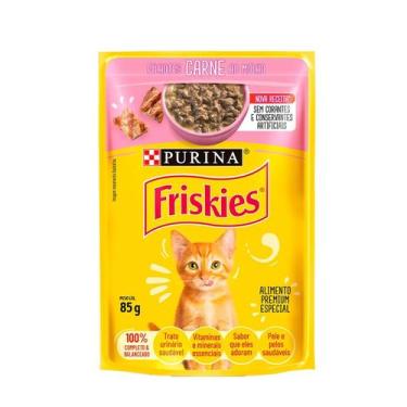 Imagem de Sachê Friskies Filhote Carne ao Molho 85g  Purina - Caixa Fechada com 