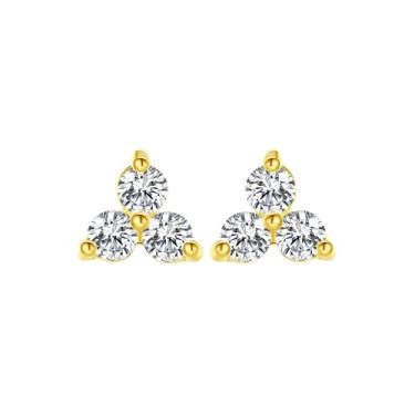 Imagem de Efashion Brincos femininos banhados a ouro 14K prata 925 estilo Ins incrustados em zircônia marquesa, Small, Ouro amarelo, Zircônia