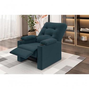 Imagem de Poltrona Columbia Retrátil/reclinável Porta Copos Suede Petróleo - Xflex Sofás