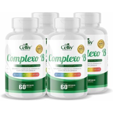 Imagem de Kit 04 Complexo B (B1, B2, B3, B5, B6, B7, B9, B12) 60 Caps de 500MG Celliv-Unissex