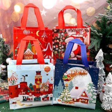 Imagem de 4 estilos/conjunto de desenho animado saco de presente de Natal não tecido embalagem biscoitos doces sacos portáteis 22 x 23 x 11 cm