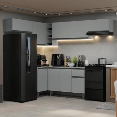 Imagem de Armário De Cozinha Completa De Canto 405cm Nice Madesa 02 Cinza