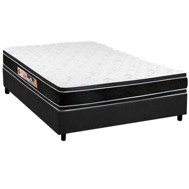 Imagem de Cama Box Casal: Colchão Espuma D33 Castor Black E White + Base Crc Suede Gray(138X188)