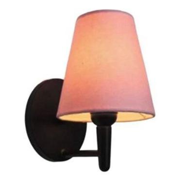 Imagem de Arandela Cone Md-2004 Base Preto Cúpula Em Tecido 14-14x07cm Rosa Bebê - Bivolt