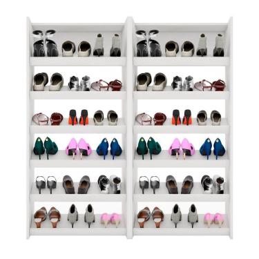 Imagem de Kit 2 Armários Sapateira Multiuso Paris - Lumil Móveis Branco