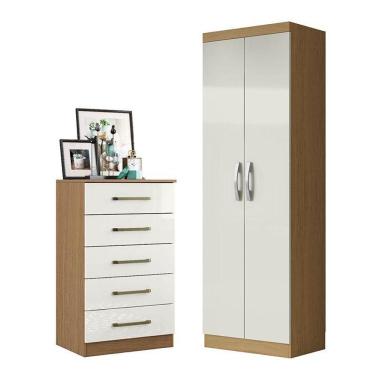 Imagem de Cômoda 5 Gavetas 2014140 E Armário Multiuso New 2000192 Atacama Off White - Aramóveis