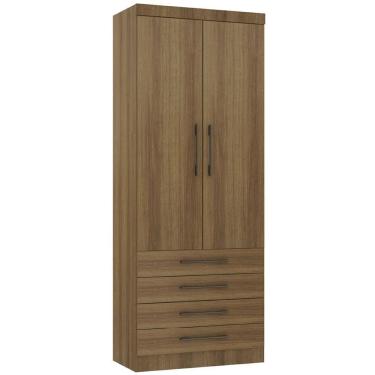 Imagem de Guarda Roupa Modulado 90cm 2 Portas E 4 Gavetas Paris Luciane Móveis Avelã Pf Com Avelã Pf