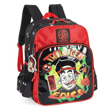 Imagem de Mochila Enaldinho Infantil Escolar Menino de Costas Vermelho